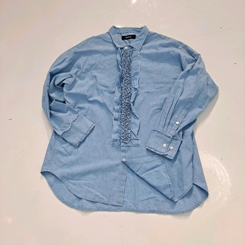 Woman's replay  ruffle denim top